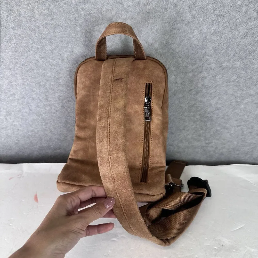 FADEON Leather Backpack Purse Brown Suede‎ Ladies Shoulder One Strap Small Boho